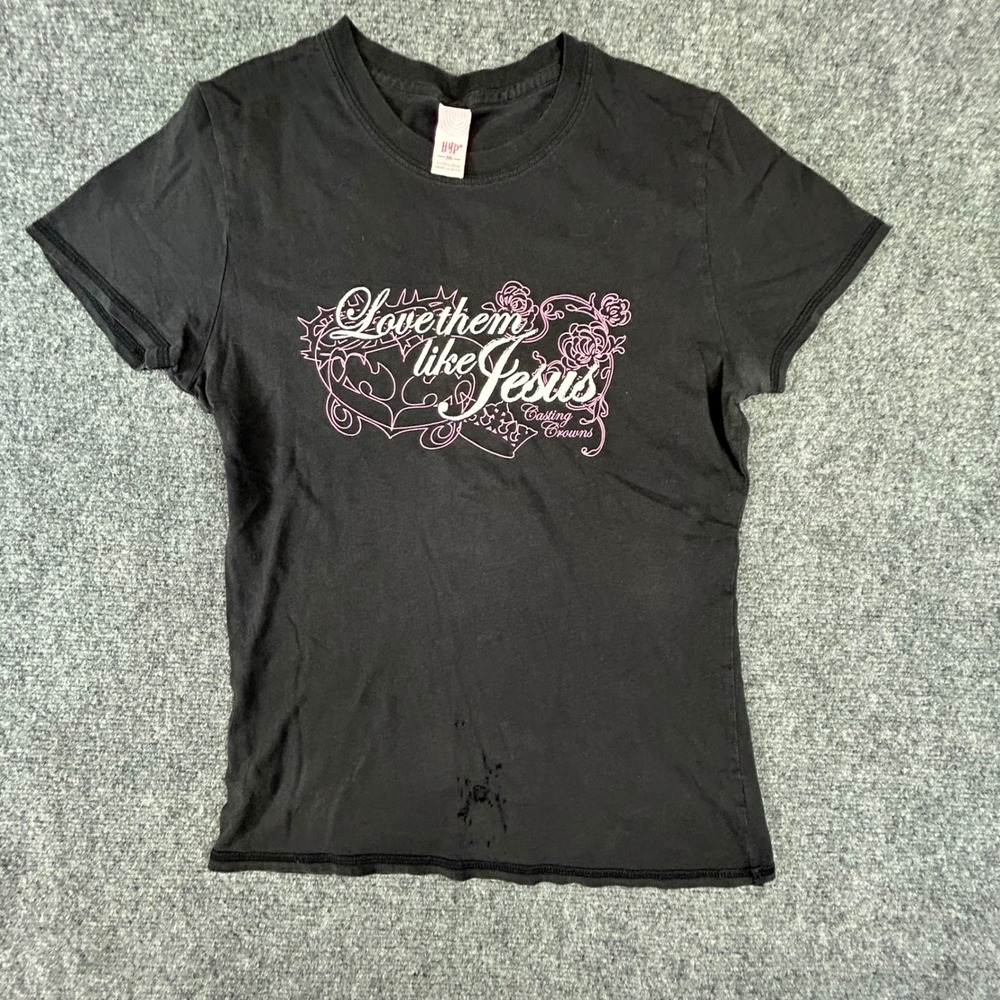 Casting Crowns Love Them Like Jesus Graphic T-Shirt Black Pink Size M Distressed